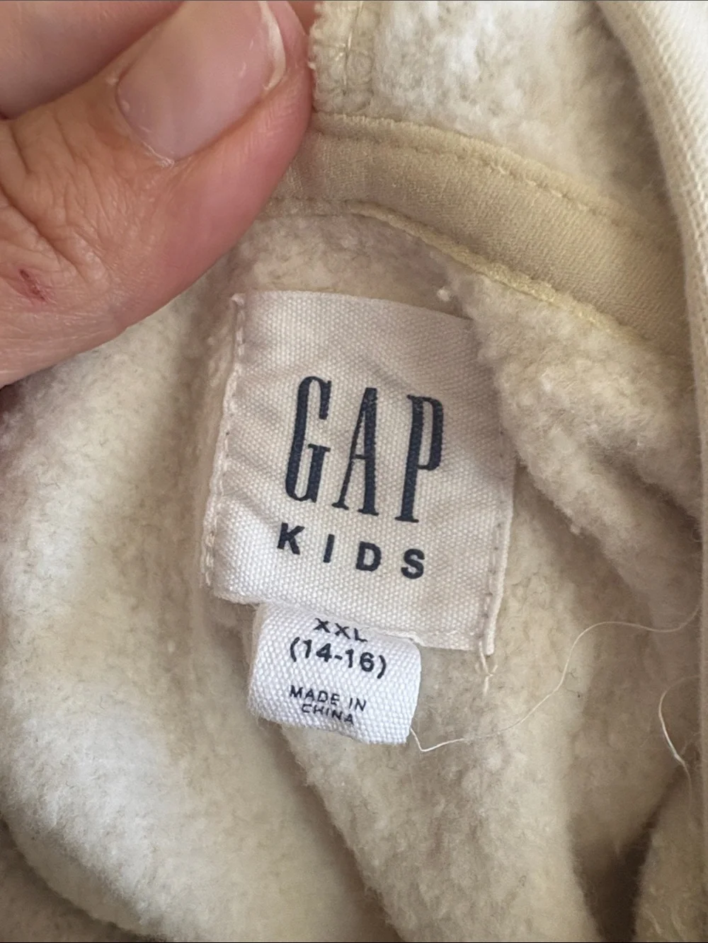 GAP Kids Cream Hoodie with Navy Logo